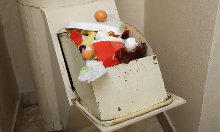 Blocked rubbish chute